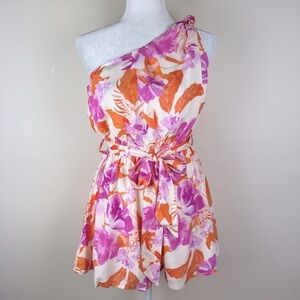 House Of Sienna | Feminine Tropical Vacation One Shoulder Shorts Romper | 8
